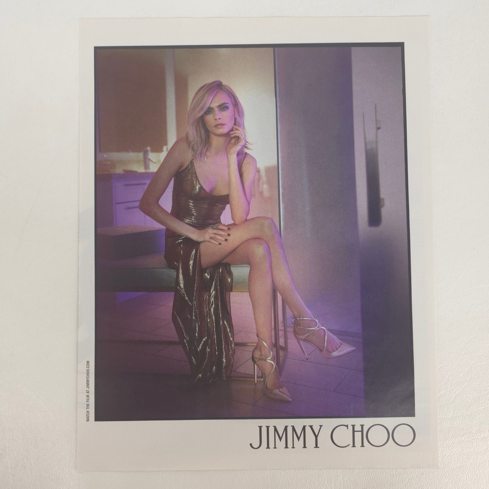 Jimmy Choo Cara Delevingne Lancer Pumps Print Ad High Heels Designer Advertising